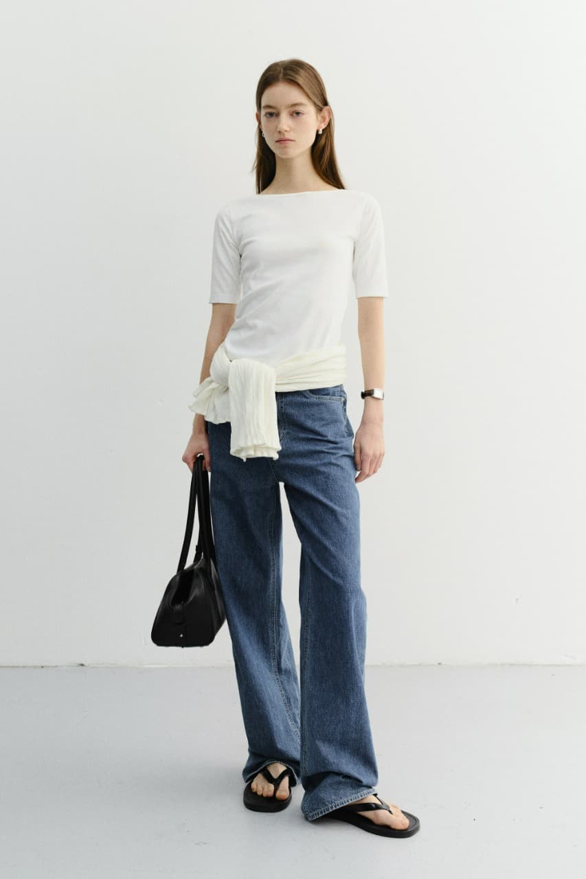 ESSENTIAL BOAT NECK T-SHIRT OFF WHITE_UDTS6B227OW