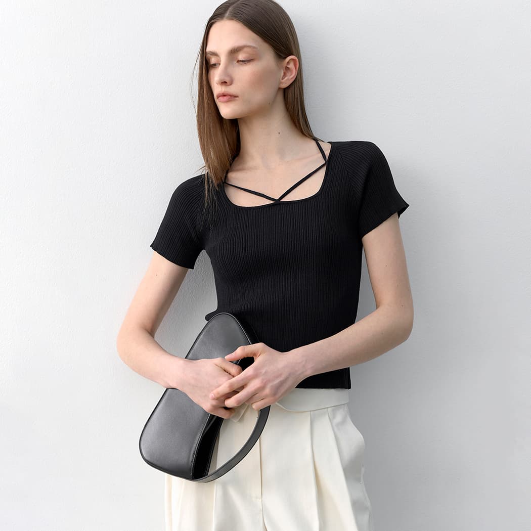 (Z-T-6832)LUX SQUARE NECK KNIT