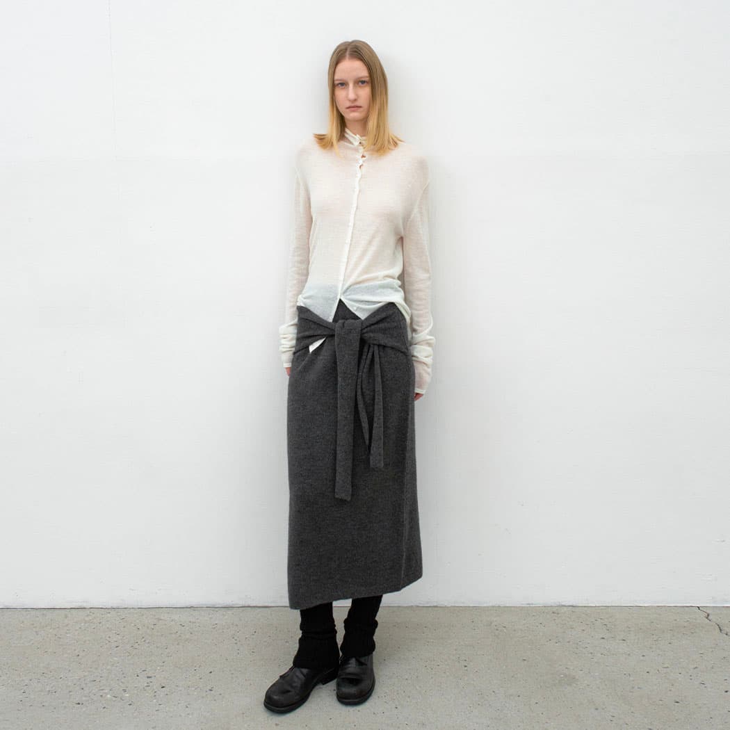 (SK-5061)WAIST RIBBON TIE LONG KNIT SKIRT