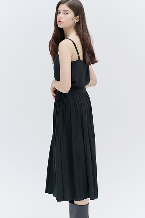 25SN pleats full skirt [BK]