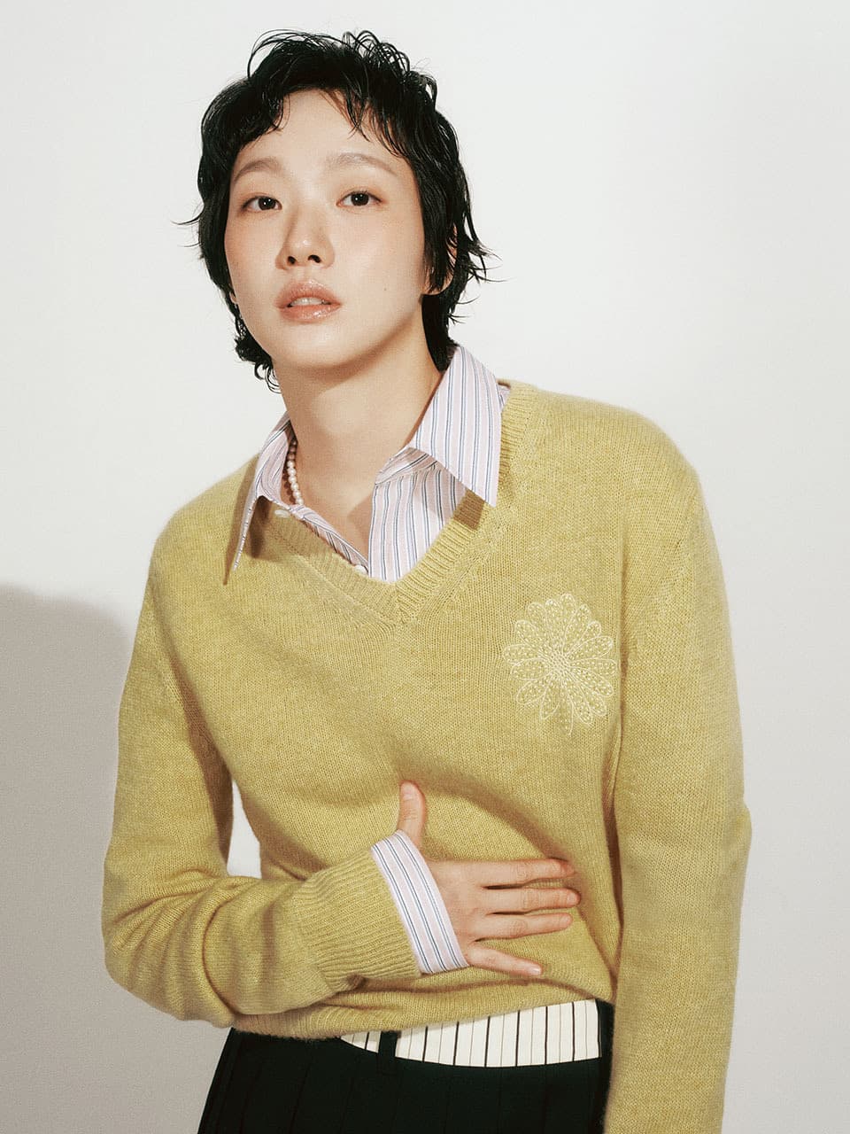 RACCOON BLENDED V NECK_BUTTER