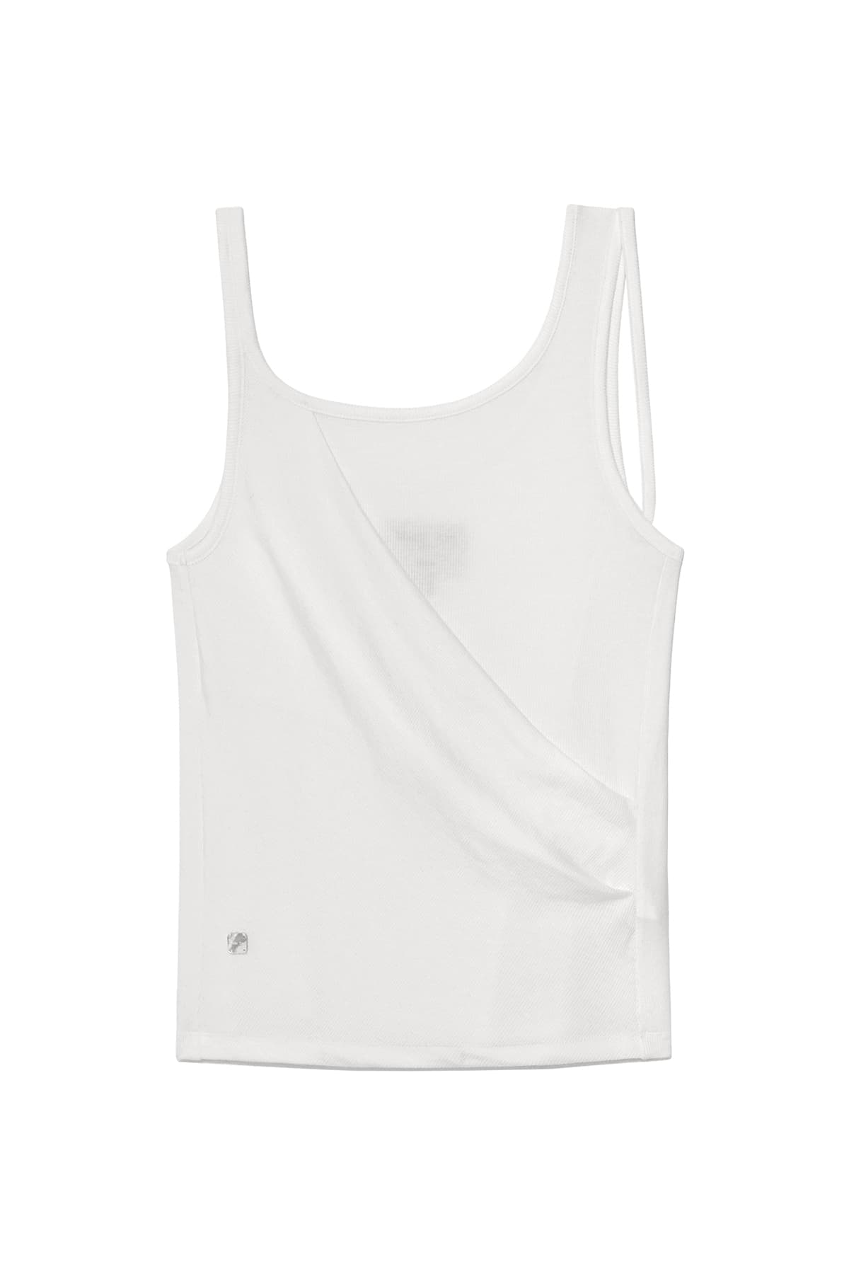 UNBALANCE TUCK SLEEVELESS TOP IN WHITE