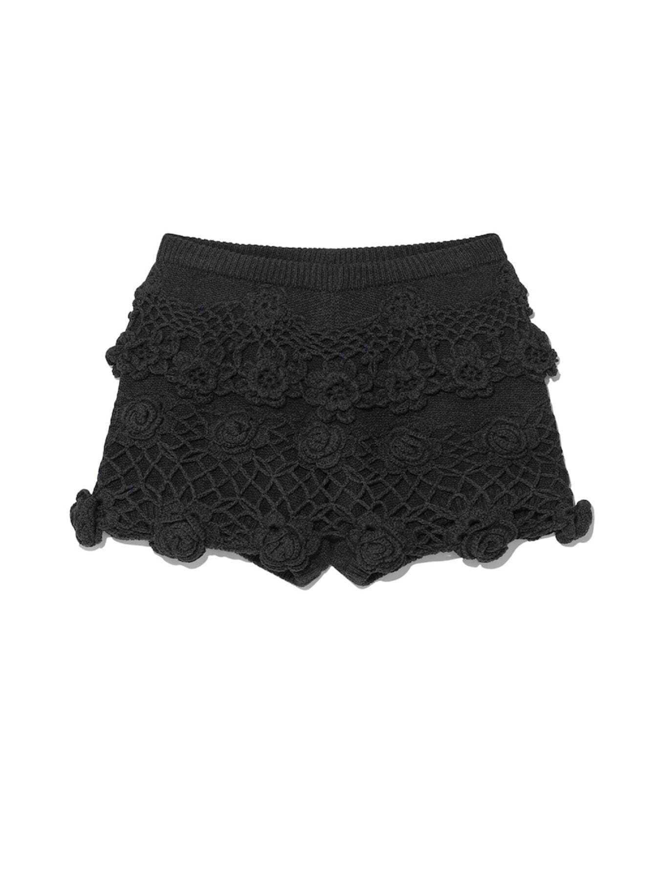 PETAL KNITTED MINI SHORTS (CHARCOAL)