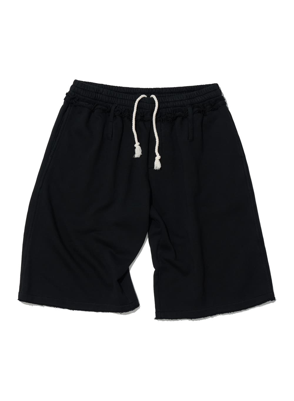 CUT-OFF WASHED TERRY BERMUDA SHORTS_BLACK