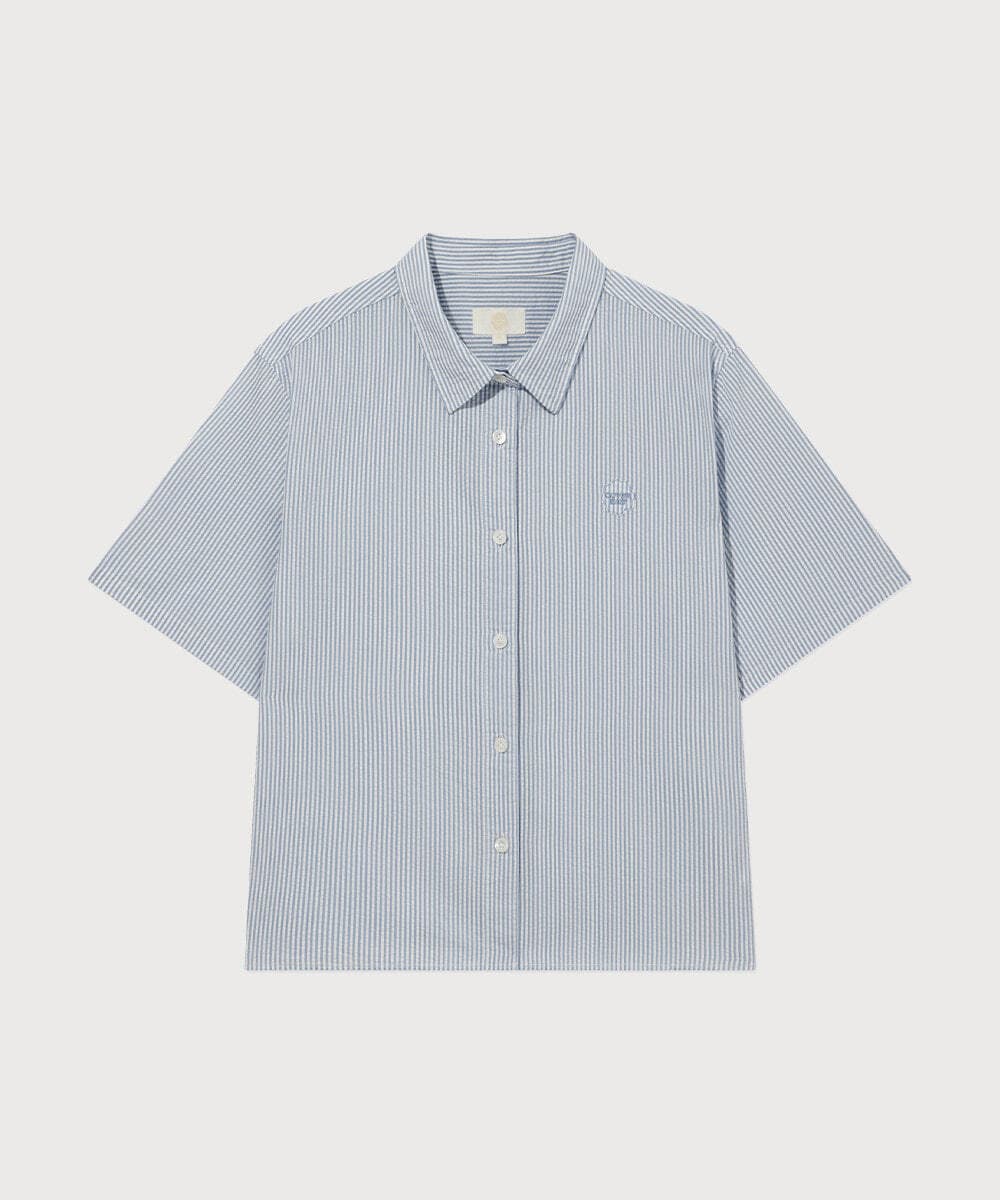 우먼 시어서커 하프셔츠 Navy