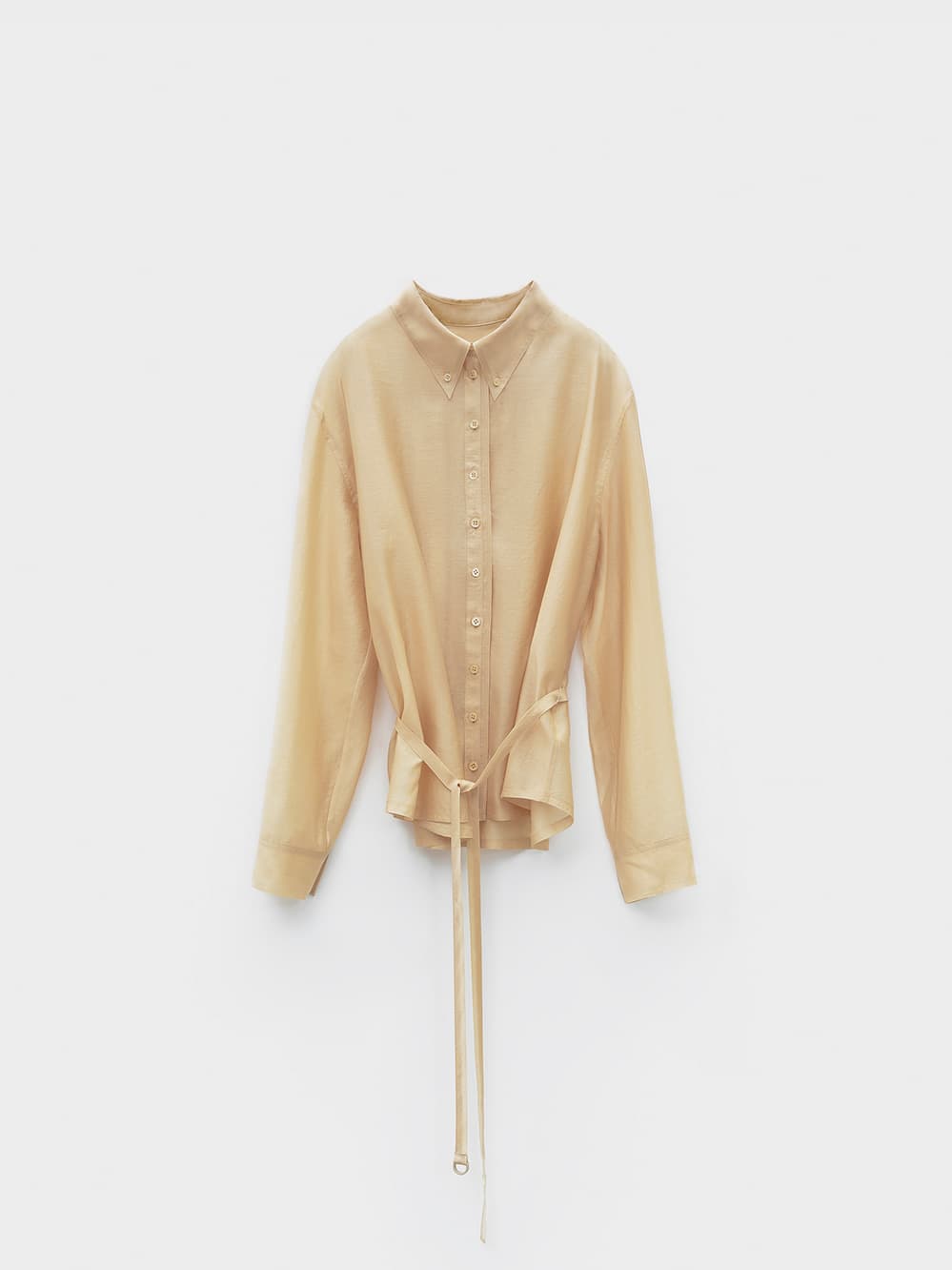 See-Through Shirred Back Blouse_Yellow