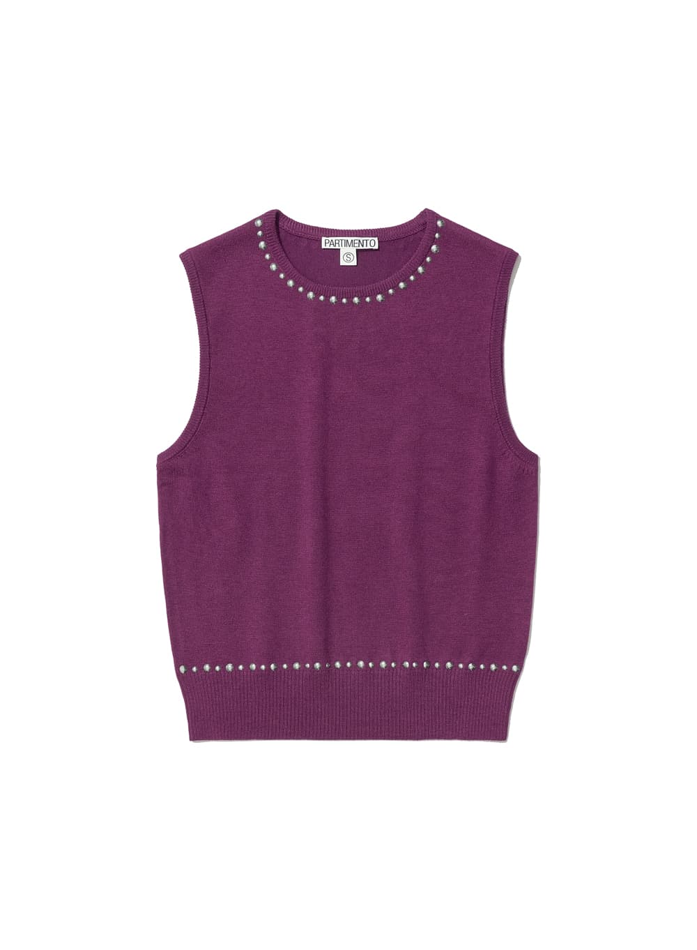 STUDDED KNIT SLEEVELESS TOP_PLUM