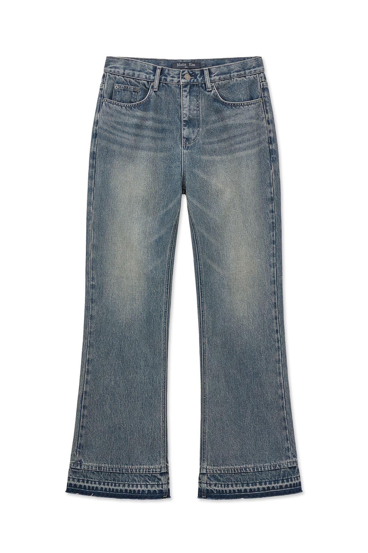 WASHED FLARE DENIM PANTS FOR MEN IN LIGHT BLUE