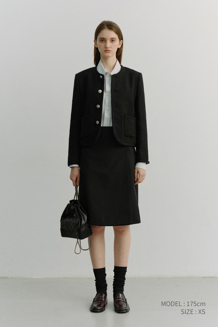 UNISEX CLASSIC BOUCLE TWEED JACKET BLACK_UDJA6A108BK
