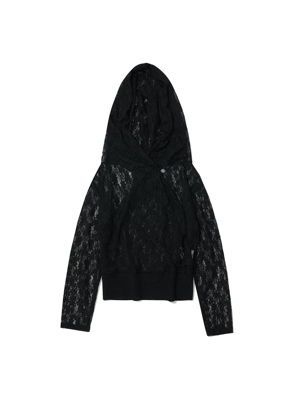 LACE DRAPE HOODIE TOP_BLACK