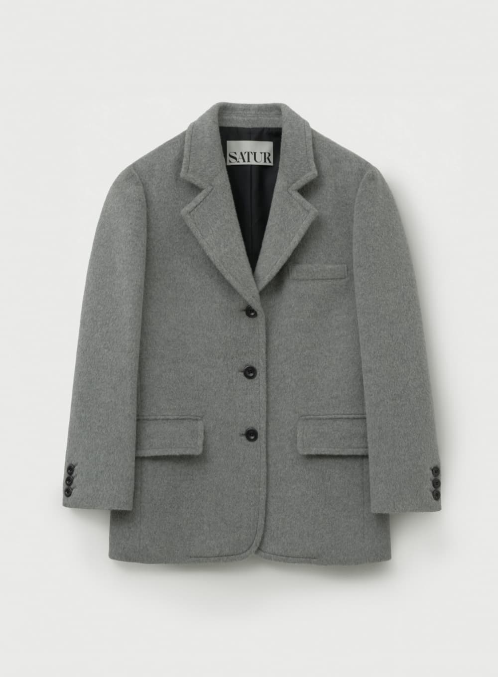(W) Cashmere Wool Blend Single Blazer - Melange Gray