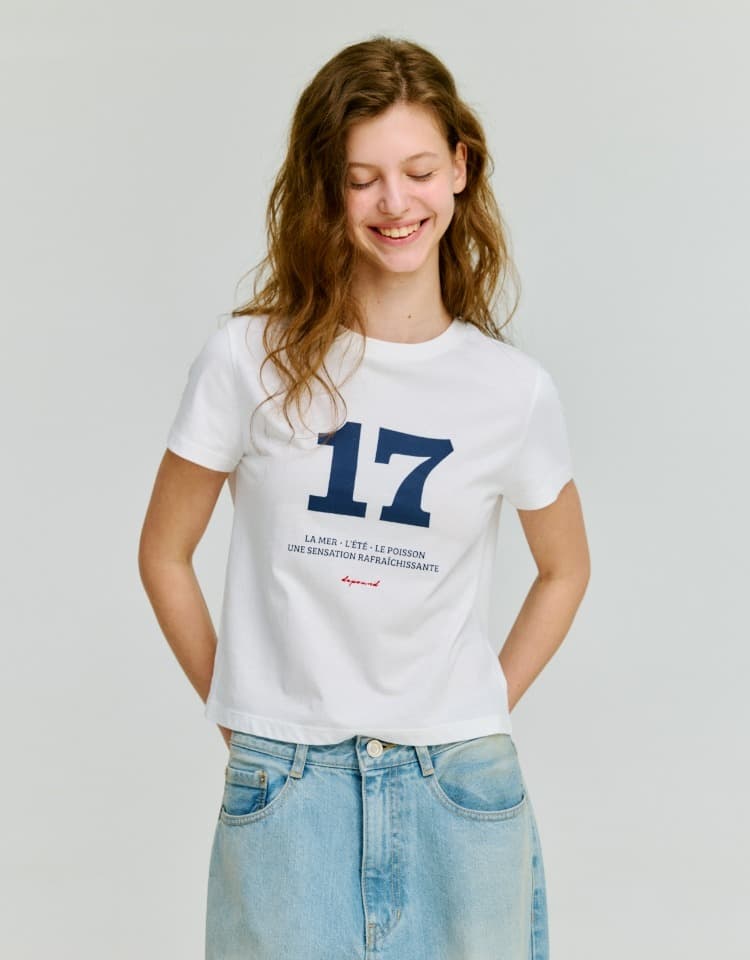 no.17 graphic slim t-shirt - ivory