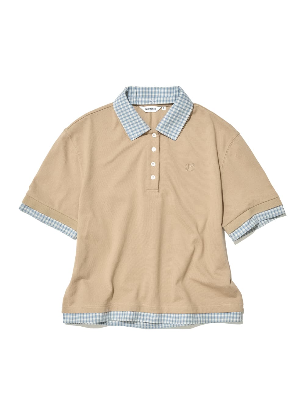 DOUBLE LAYERED POLO TEE_BEIGE