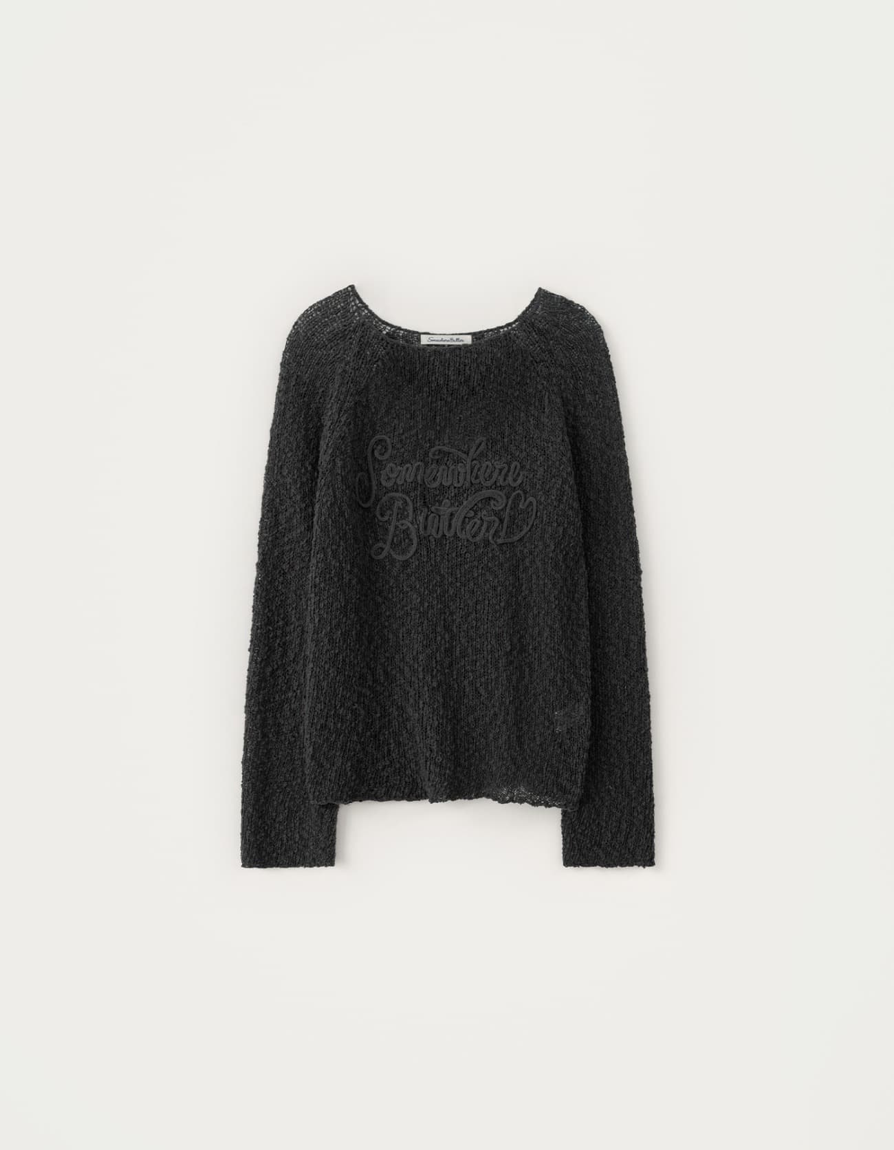 SS New Letter Long Sleeve Knit - Charcoal