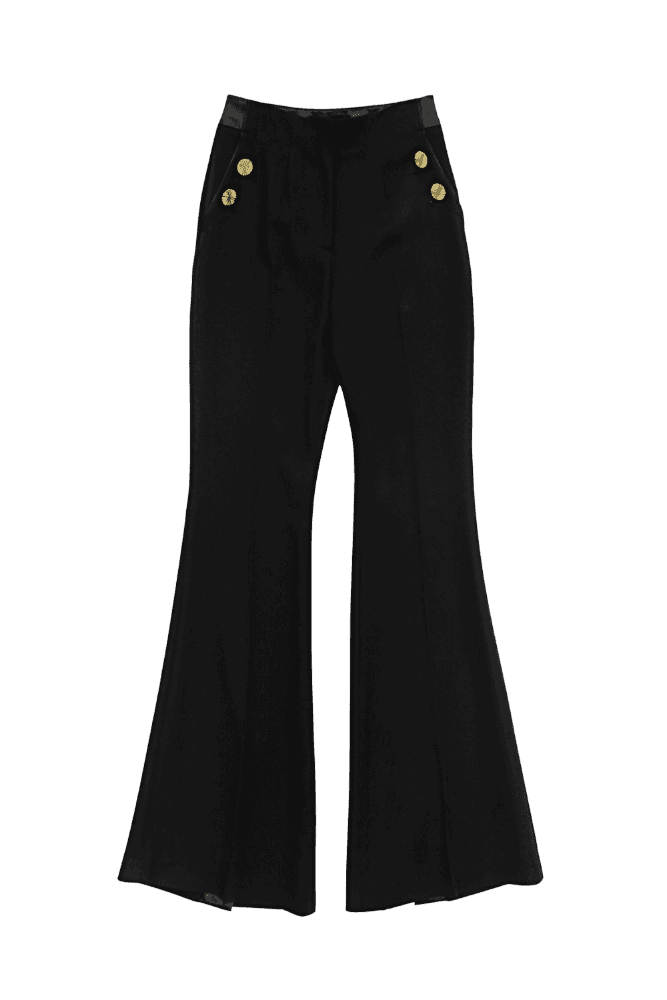 Golden Button Sailor Flare Pants (Black)