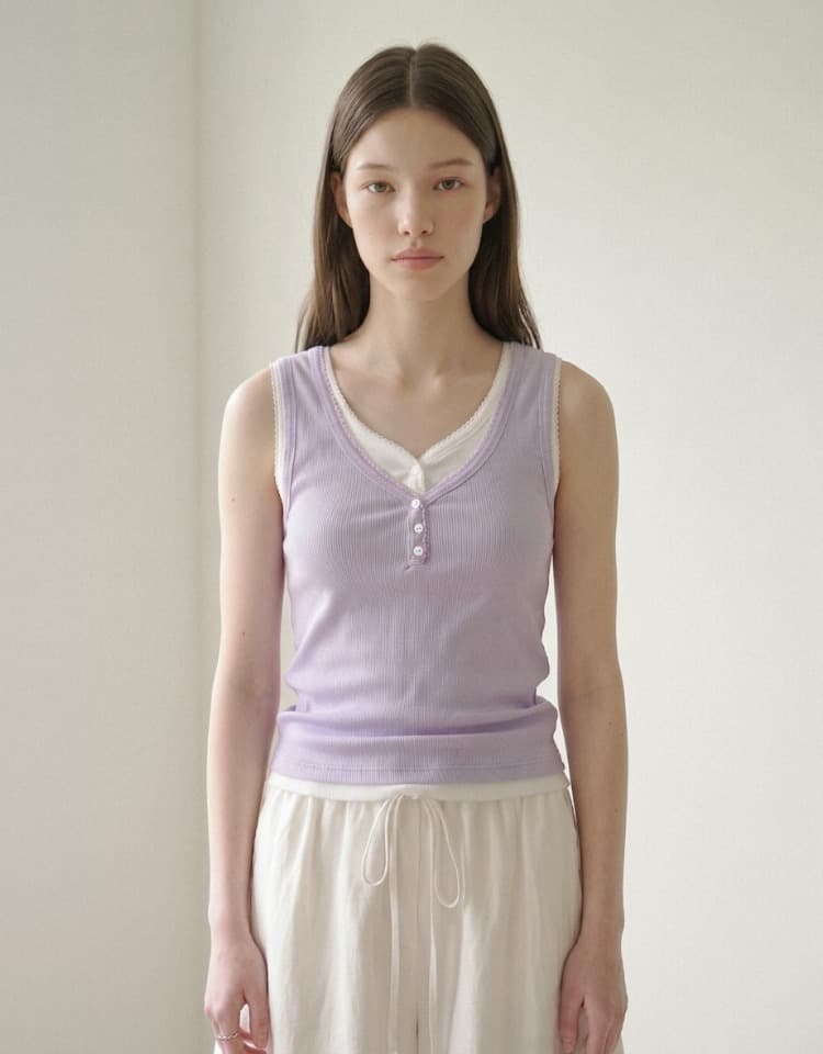 pincoat henley neck sleeveless - lilac