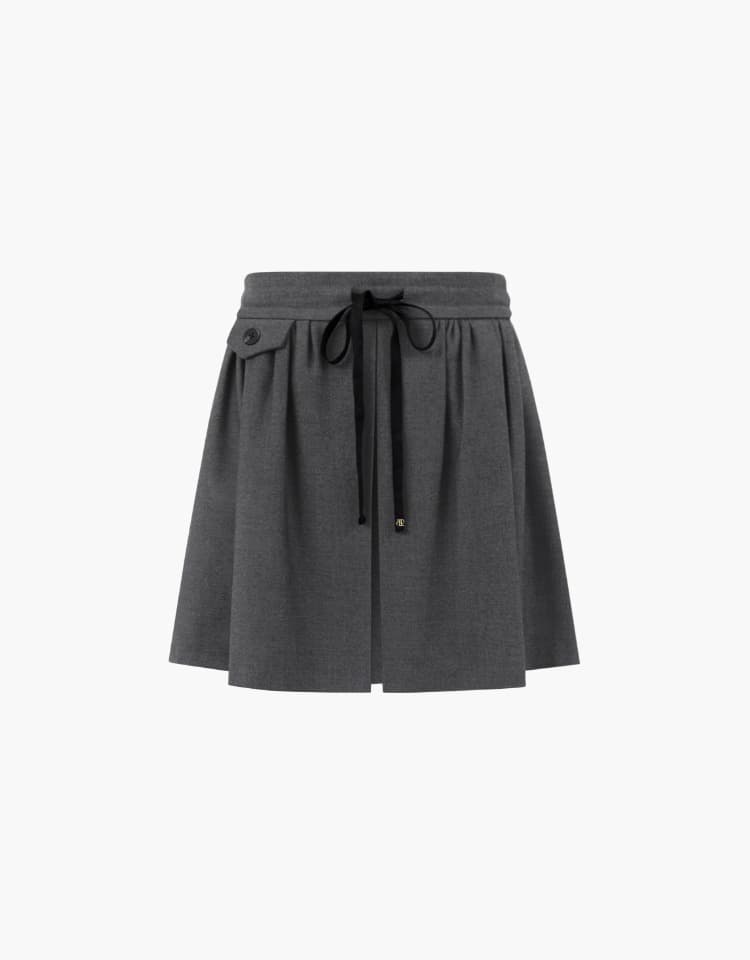 ribbon shirring skirt - charcoal