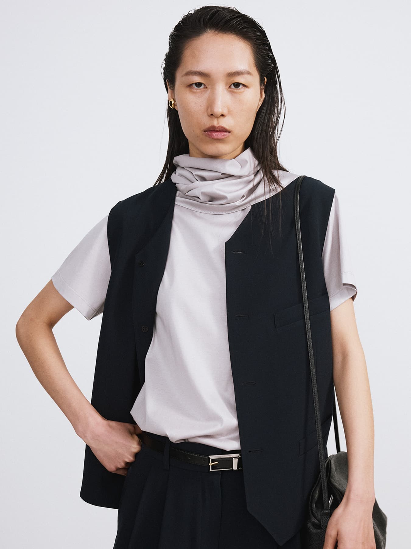 STRAP DETAIL SUIT VEST (DARK NAVY)