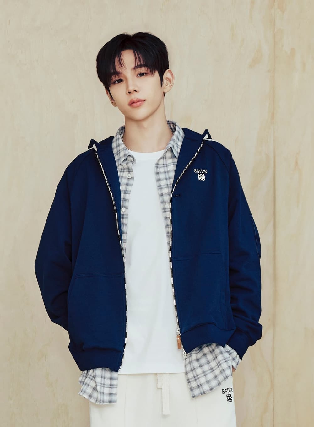 Loren Small Logo Hood Zip-up - Navy