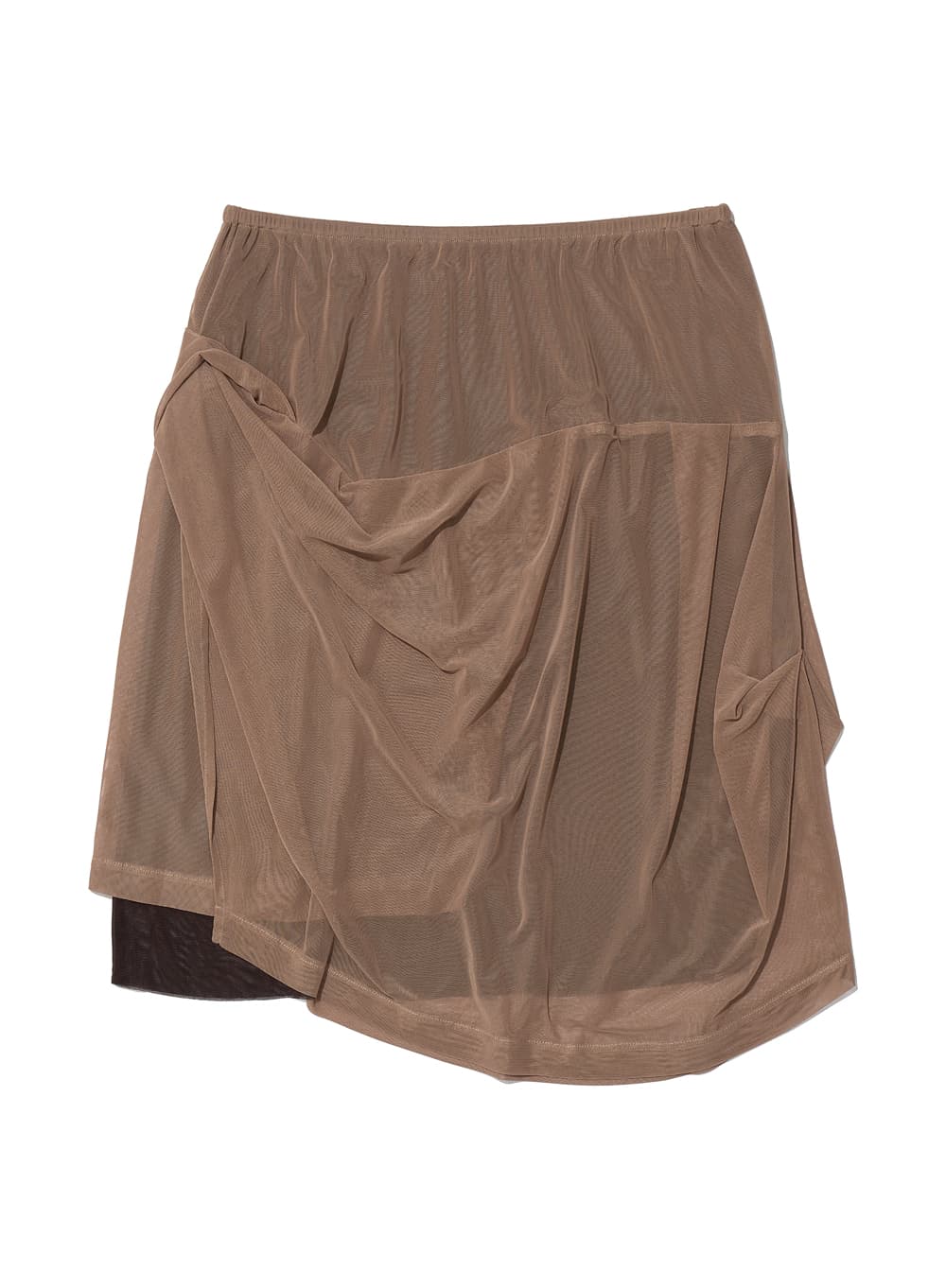 MESH COMBI DRAPE MIDI SKIRT_SAND