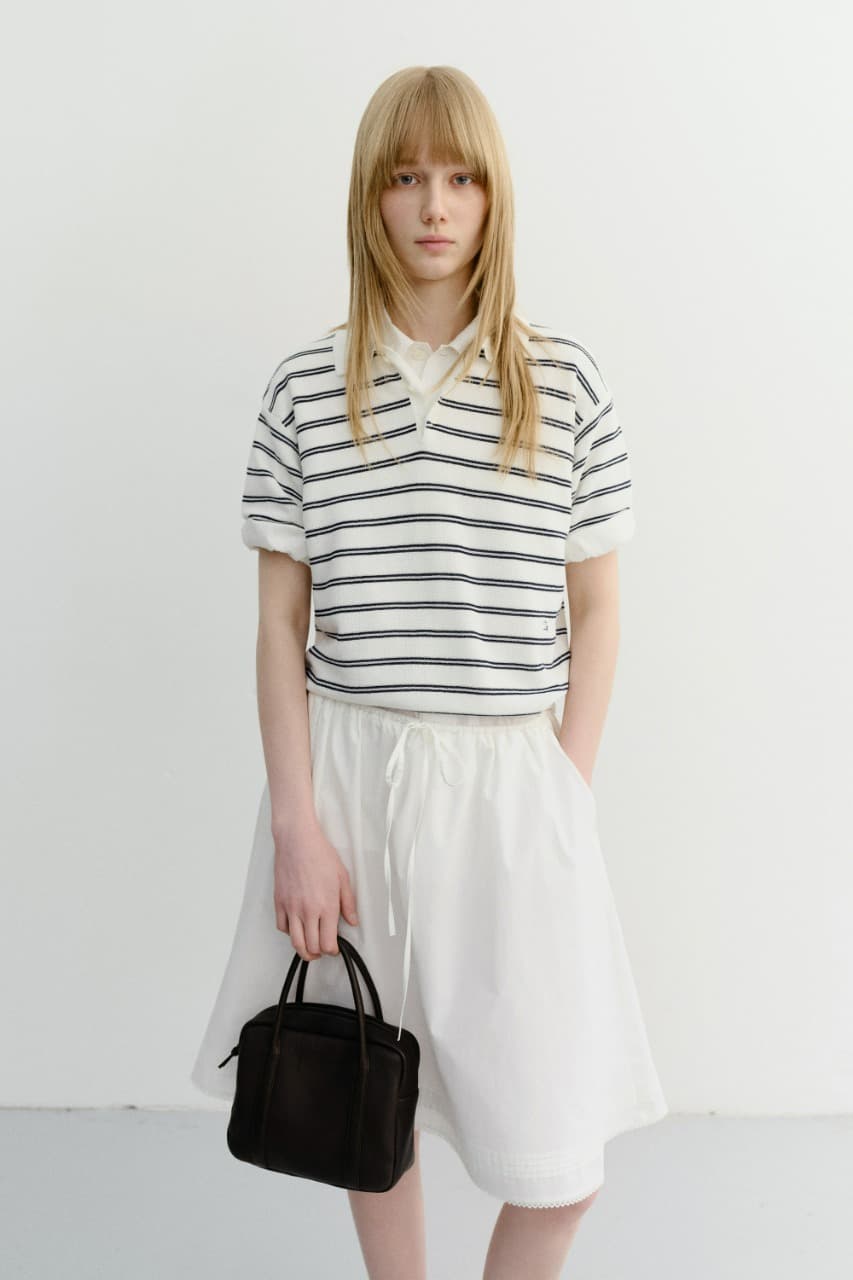 UNISEX SOFT STRIPED POLO KNIT OFF WHITE_UDSW6B121OW