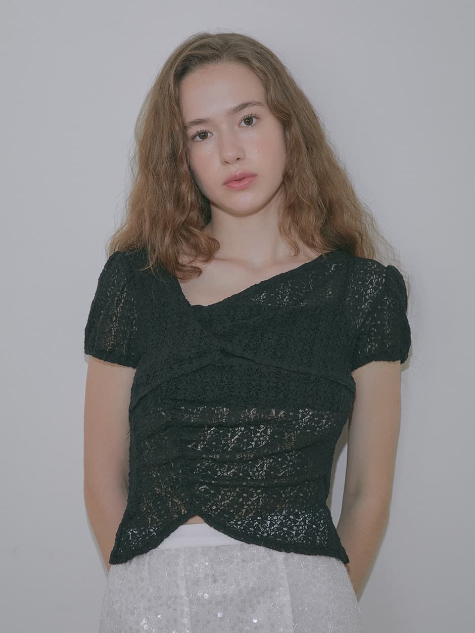 LACE DRAPE TOP (BLACK)