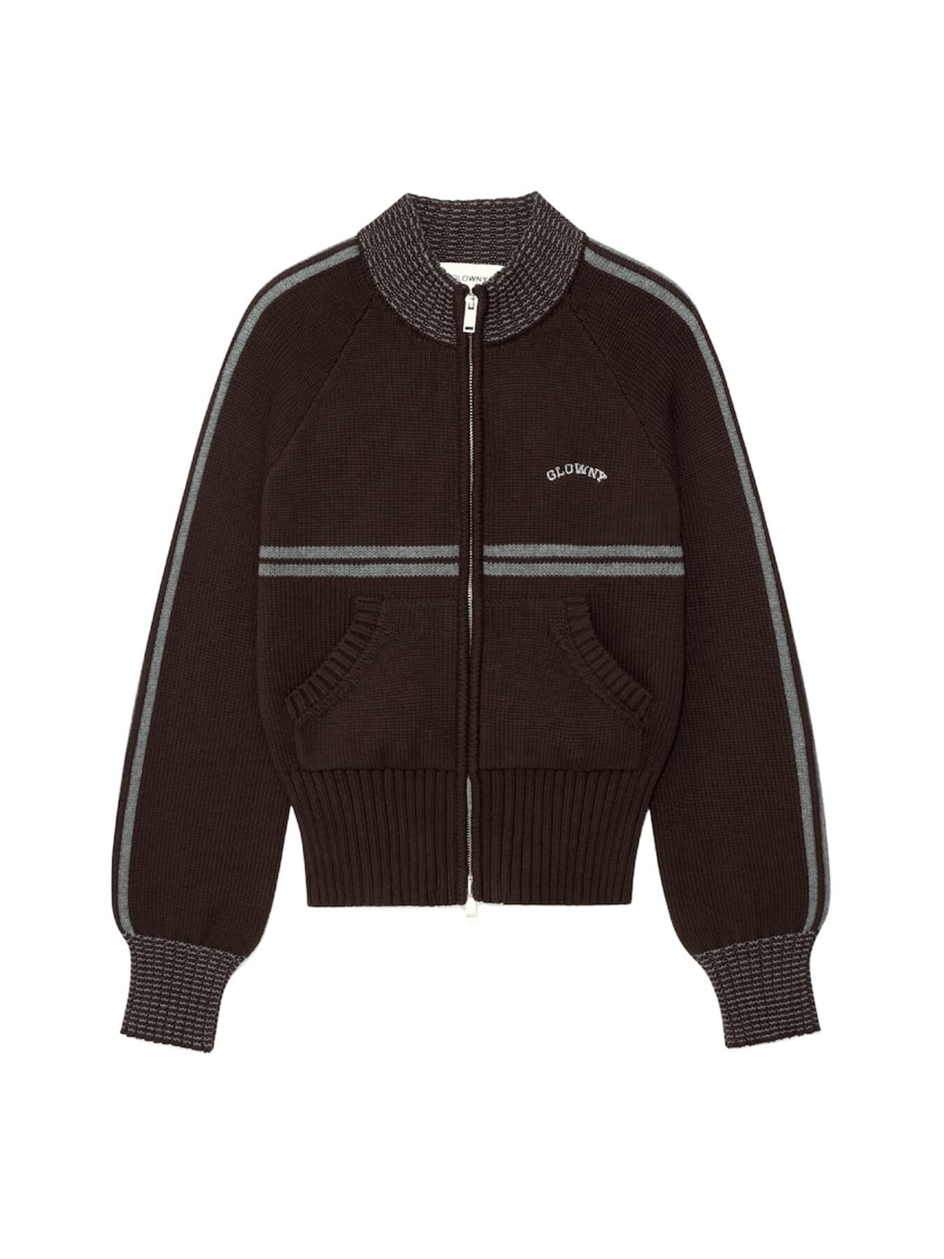 MOTION KNIT ZIP UP (BROWN)