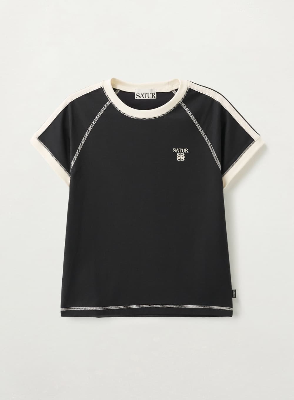 (W) Lawton Stitch Ringer T-Shirt - Black