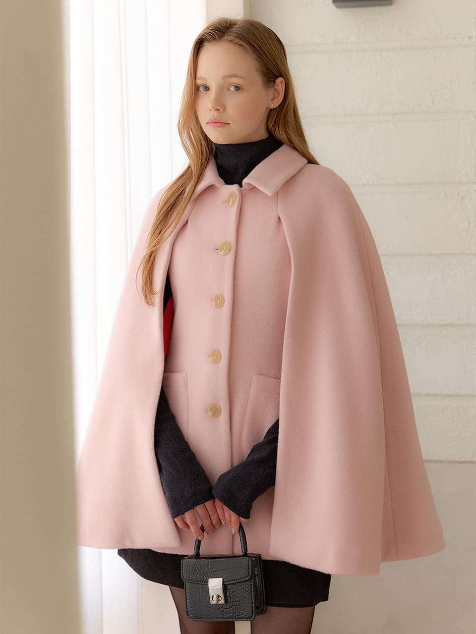 Wool Roman Cape Coat / Pink(3color)