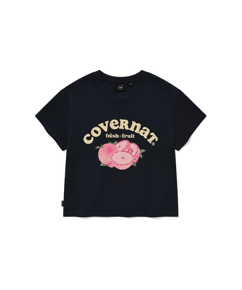우먼 크롭 프루트 티셔츠 Navy