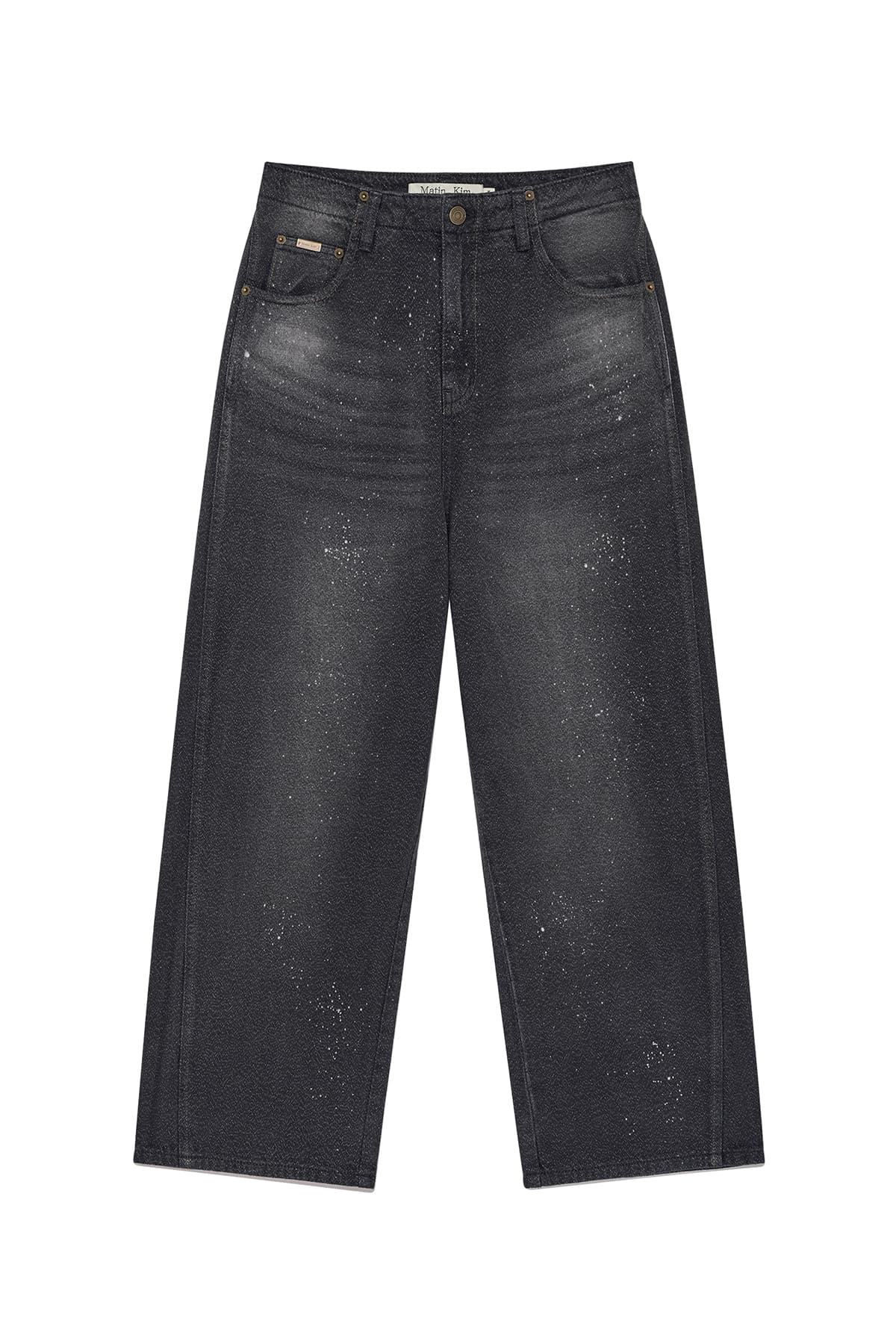 BACK LINE POINT SOFT SHINY DENIM PANTS IN NAVY