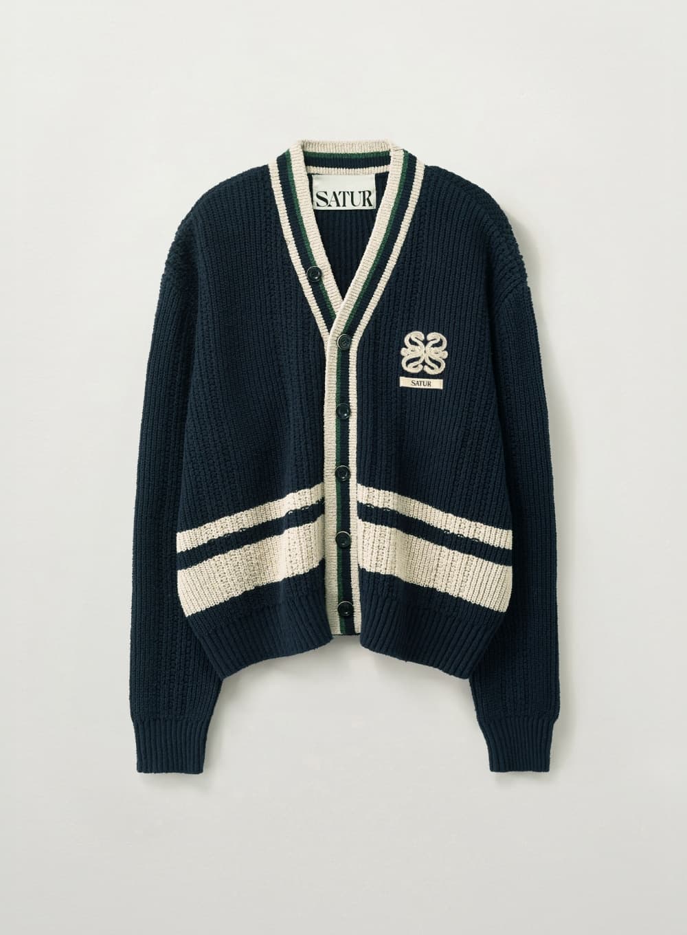 Faro Stripe Cardigan - Navy