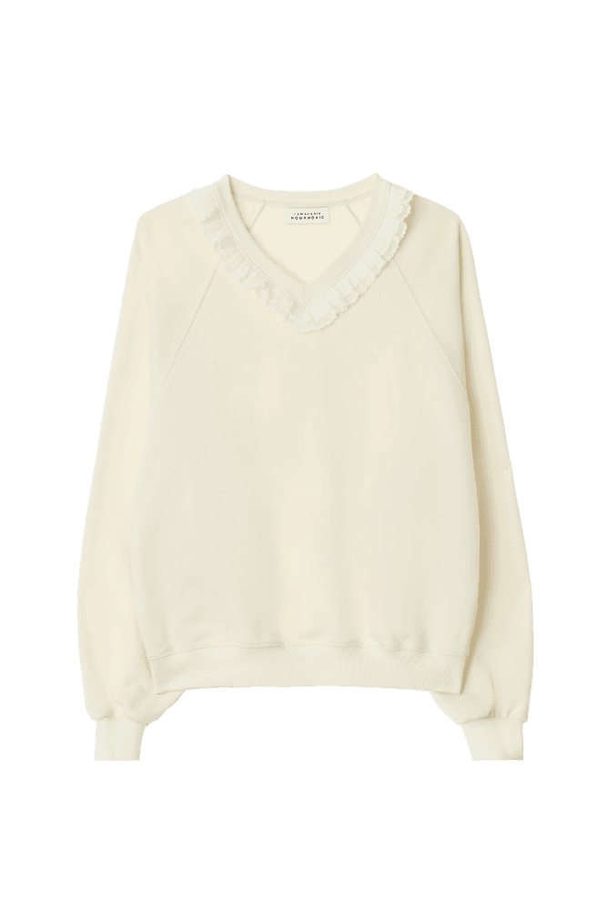 Frill Neck Sweatshirt (Cream)