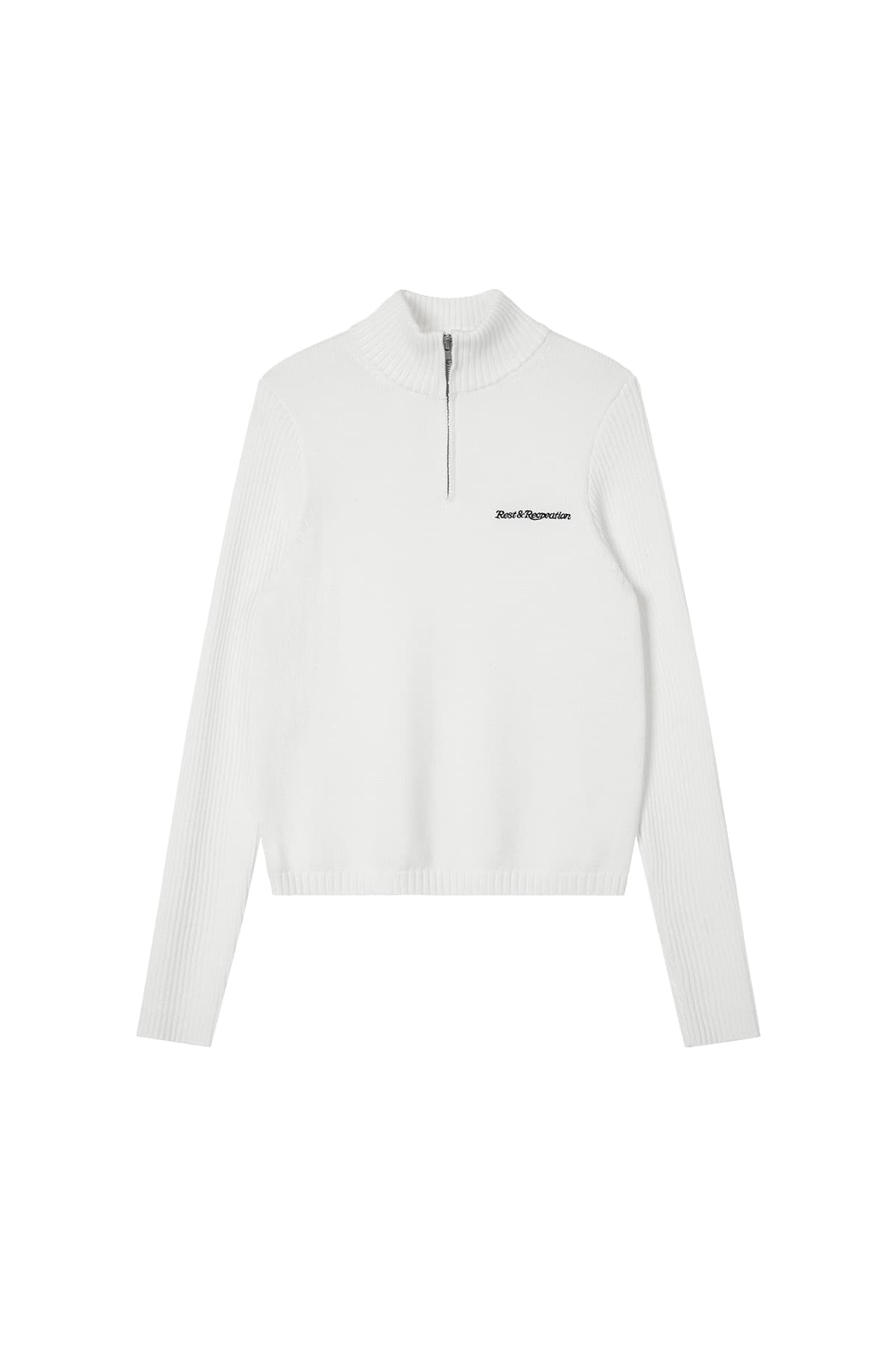 SLIM FIT HALF ZIP-UP KNIT - IVORY