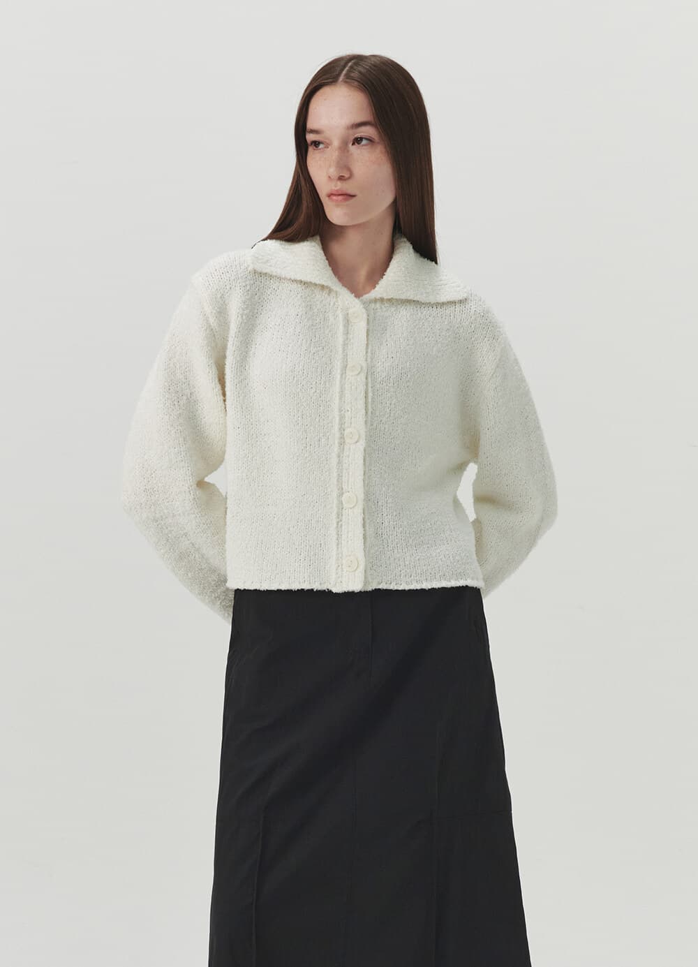 Blending Tape Yarn Cardigan - Ivory