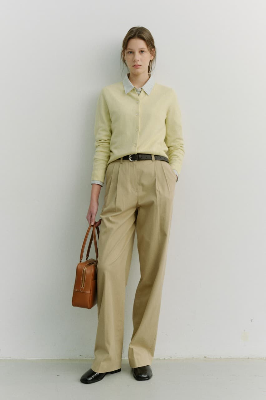 ESSENTIAL CREWNECK KNIT CARDIGAN LEMON_UDSW6A209Y1