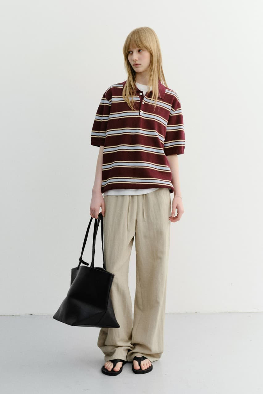 UNISEX MULTI STRIPED POLO KNIT BURGUNDY SKY BLUE_UDSW6B122D2