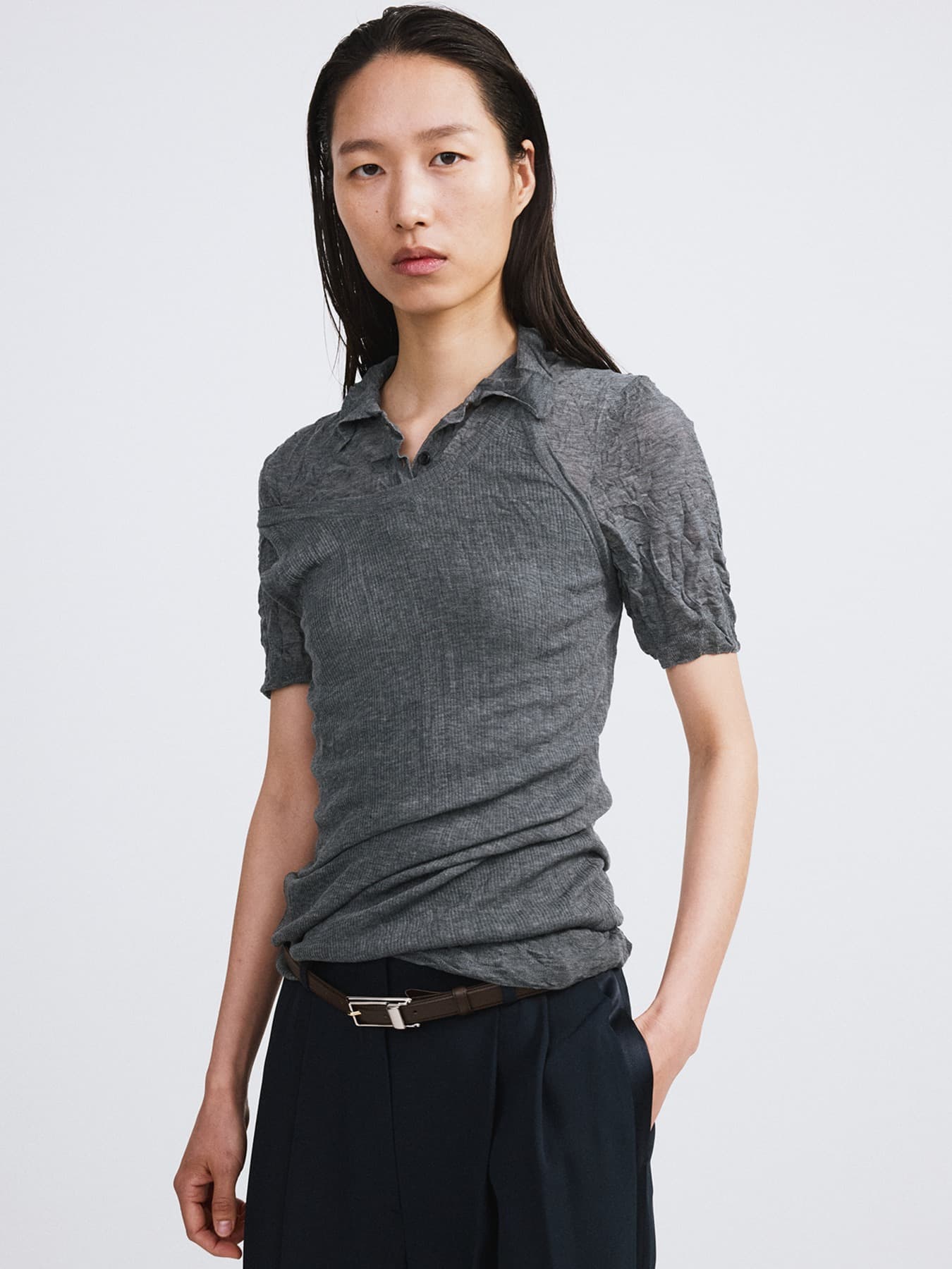 CREASE KNIT TANK TOP (COOL GREY)