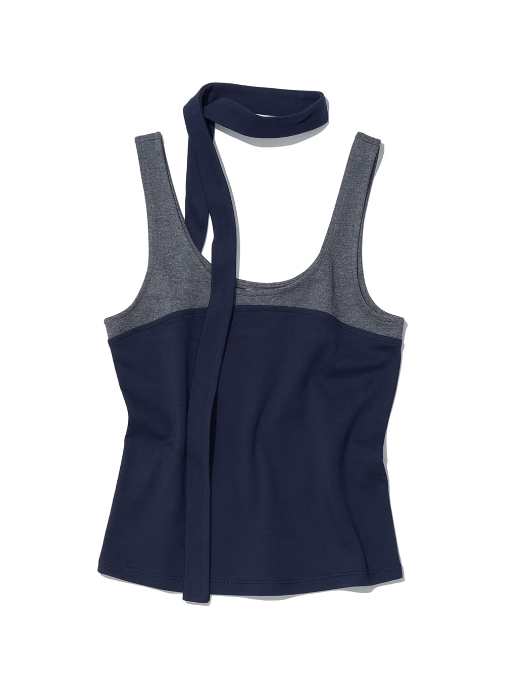 DETACHABLE TIE-NECK SLEEVELESS TOP_NAVY