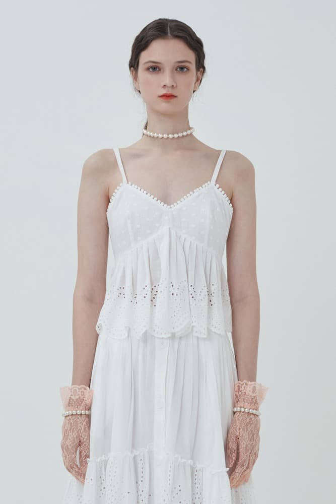 Lace Sleeveless Top (White)