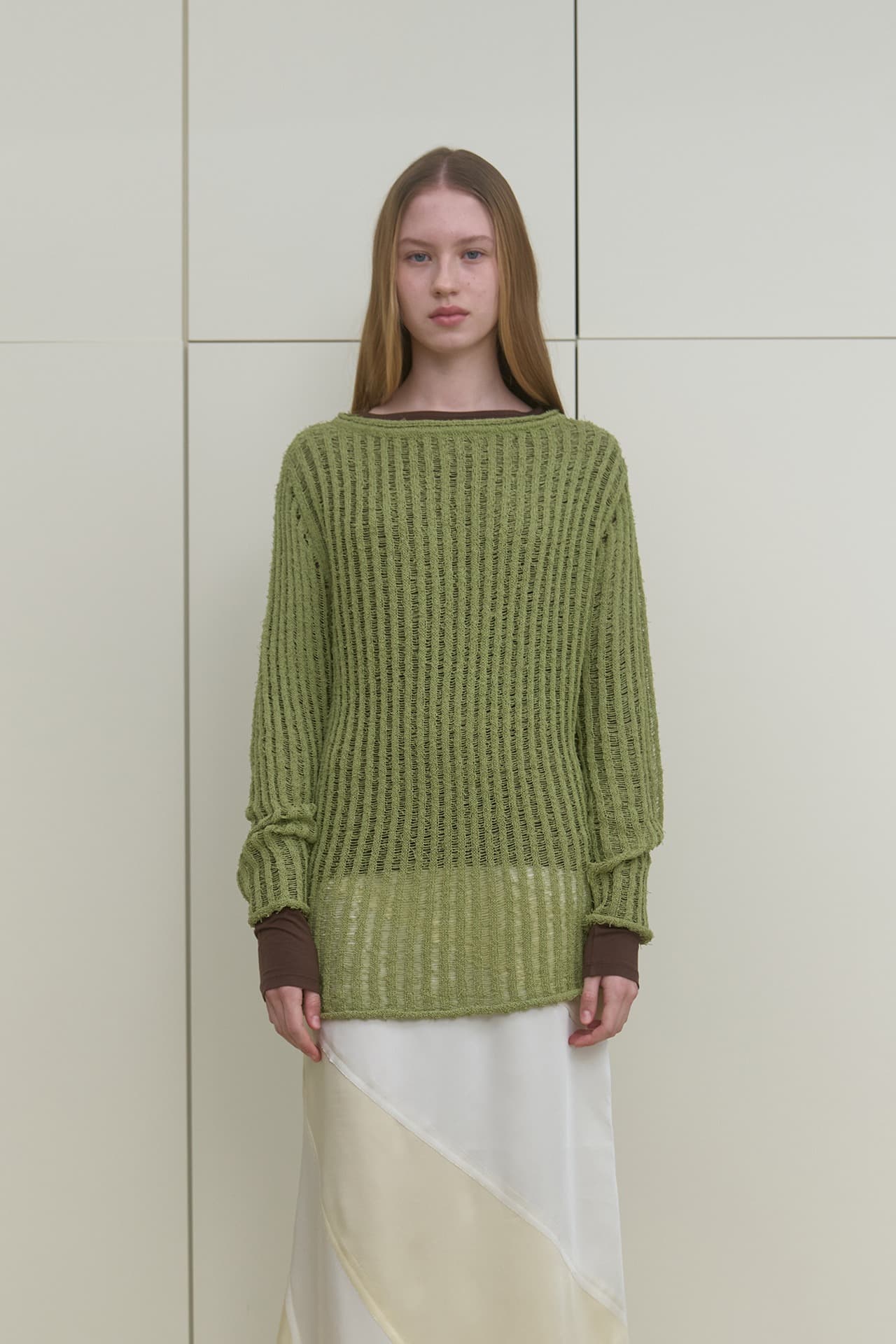 NETTING OVER KNIT_OLIVE