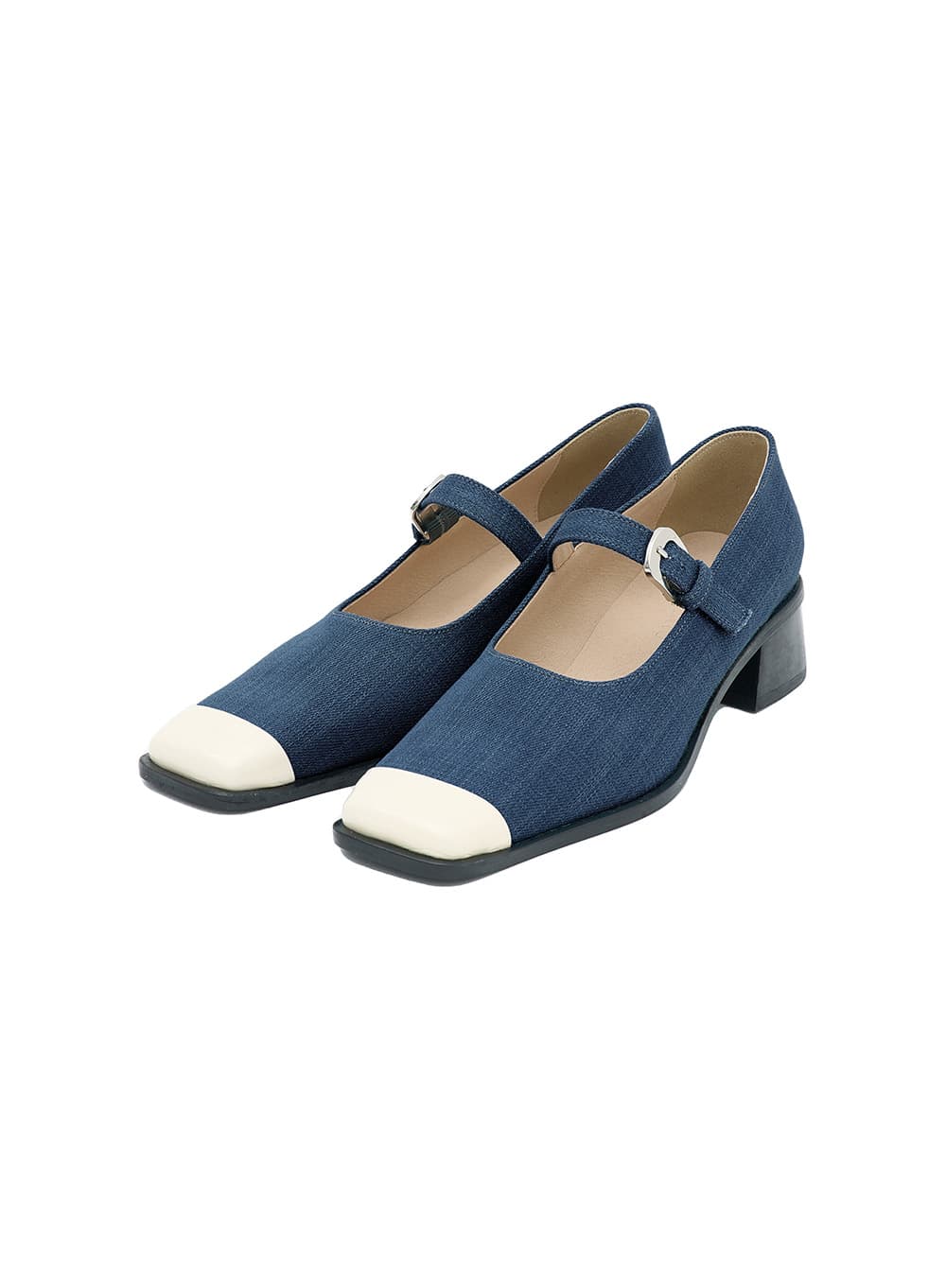 SQUARE TOE MARY JANE_DENIM LEATHER
