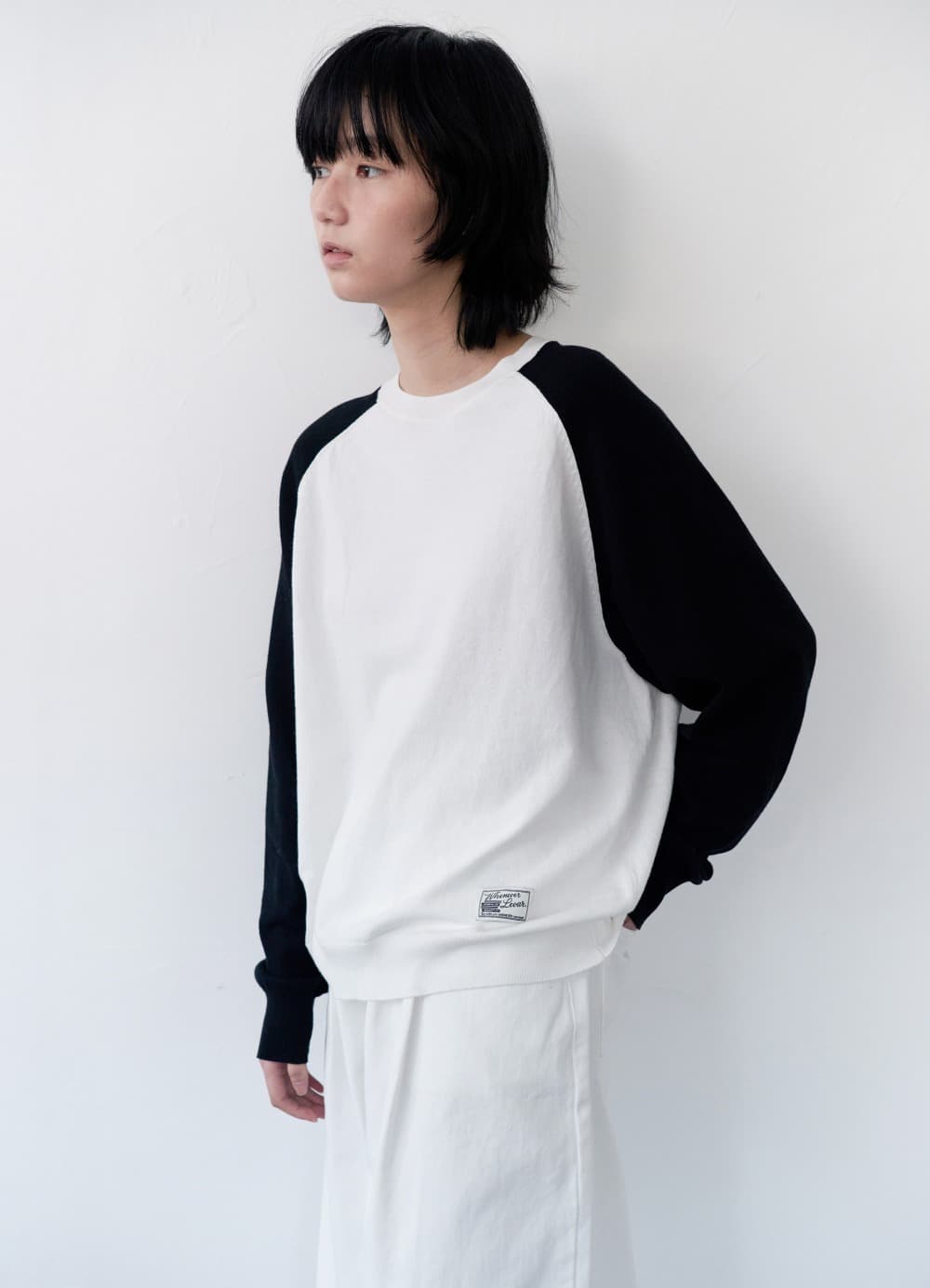 All-Day Cotton Raglan Knit - White/Black