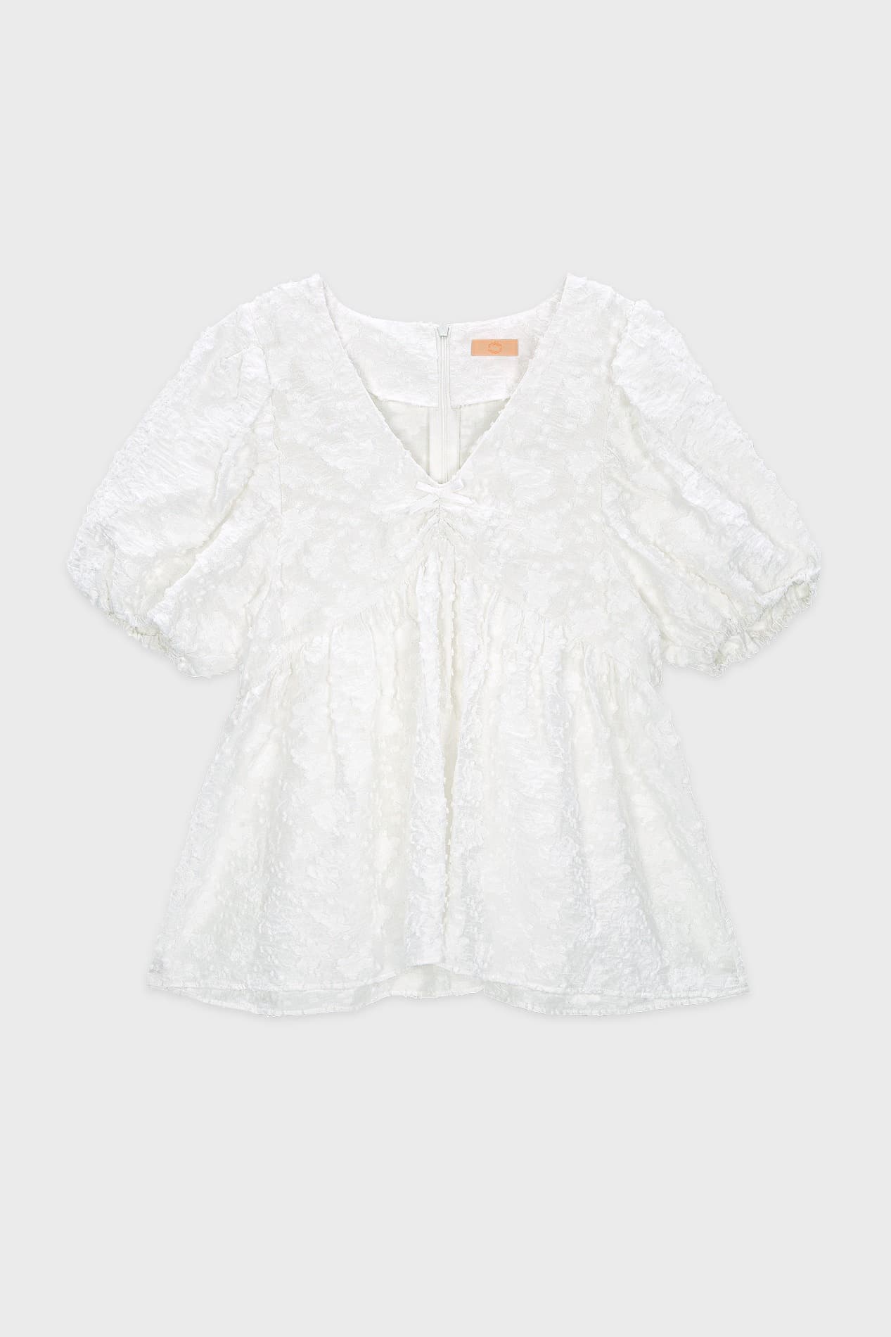 Jacquard Ribbon Blouse (White)