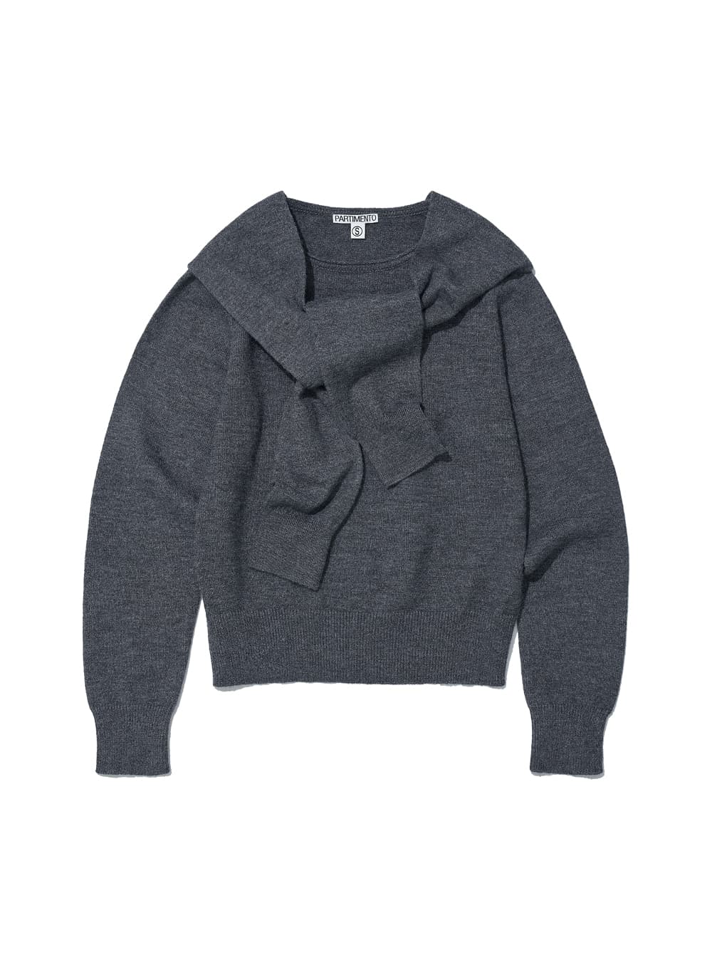 LAYERED SLEEVE KNIT CREWNECK_CHARCOAL MELANGE