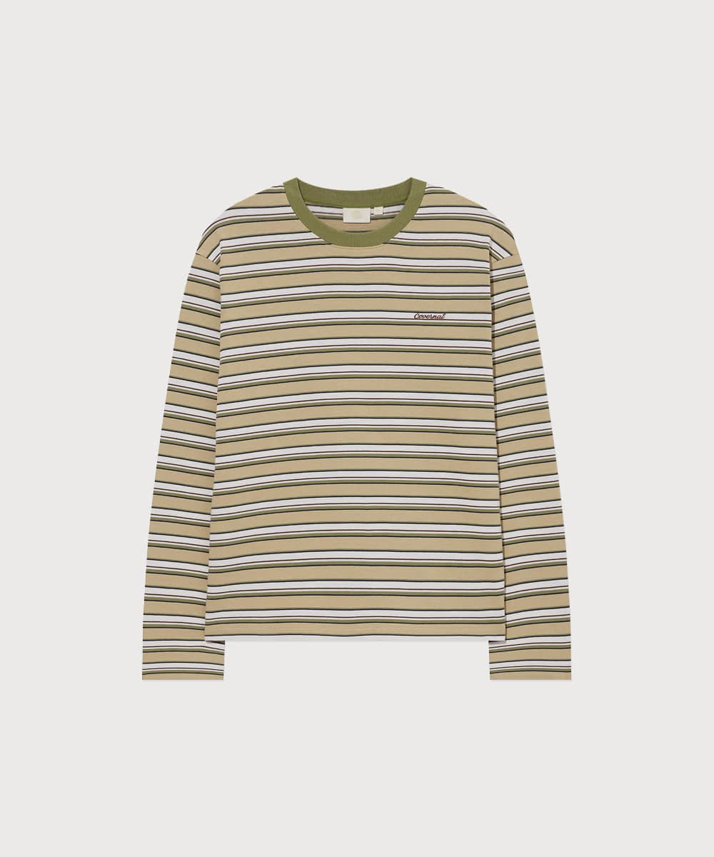 우먼 멀티 스트라이프 롱슬리브 Beige