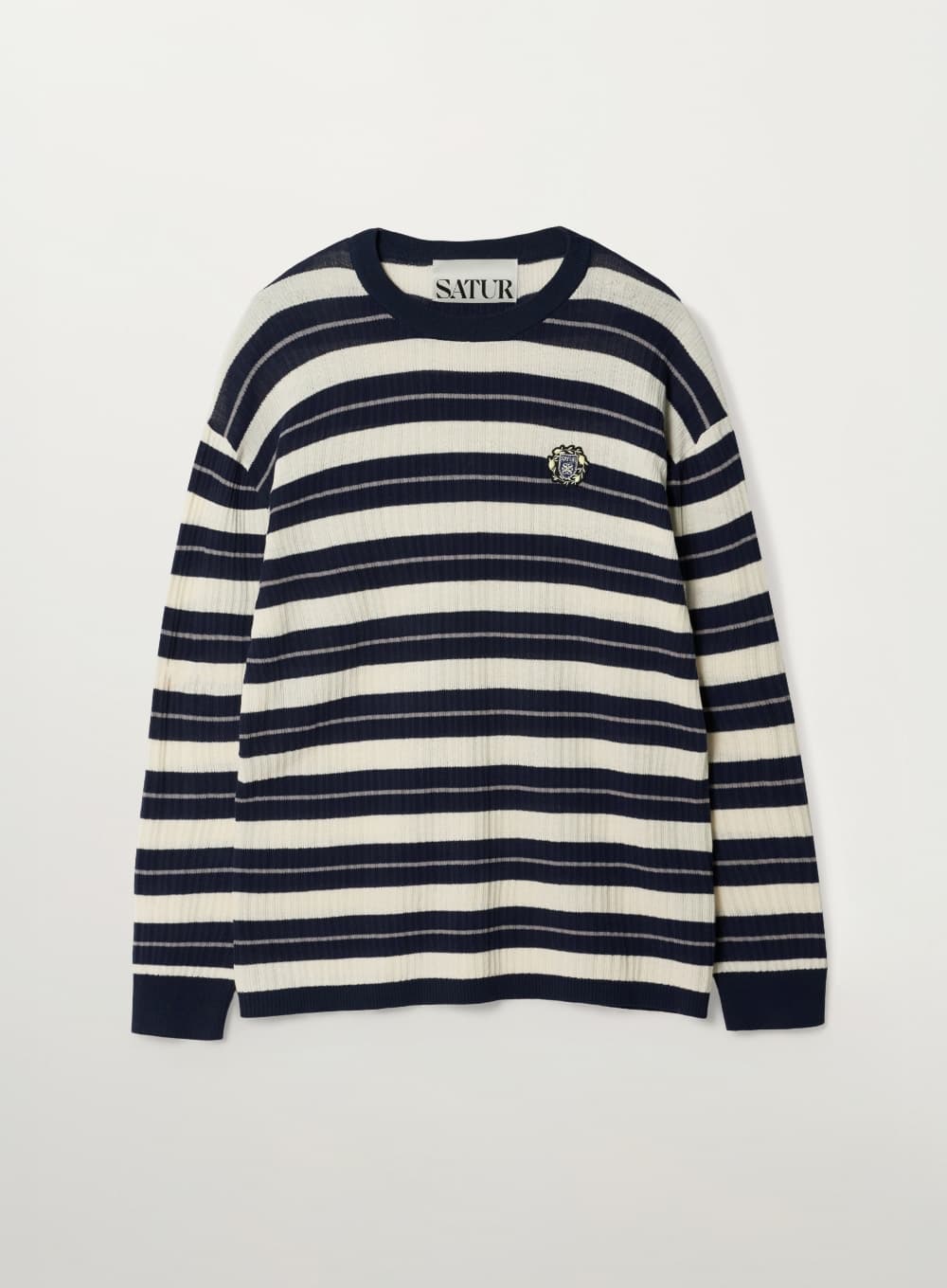 Crest Logo Stripe Knit - Navy