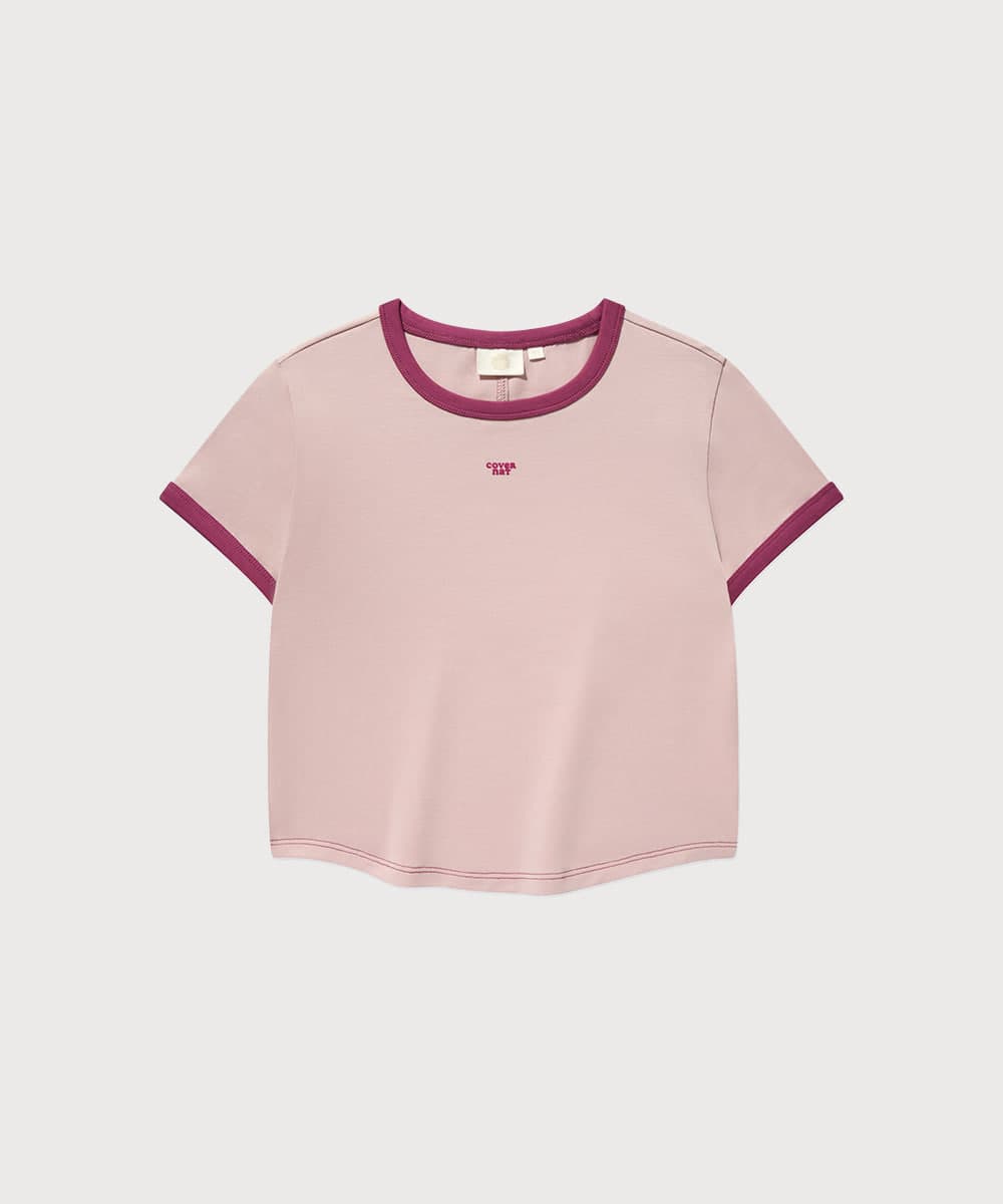 우먼 베이비핏 링거 티셔츠 Light Pink
