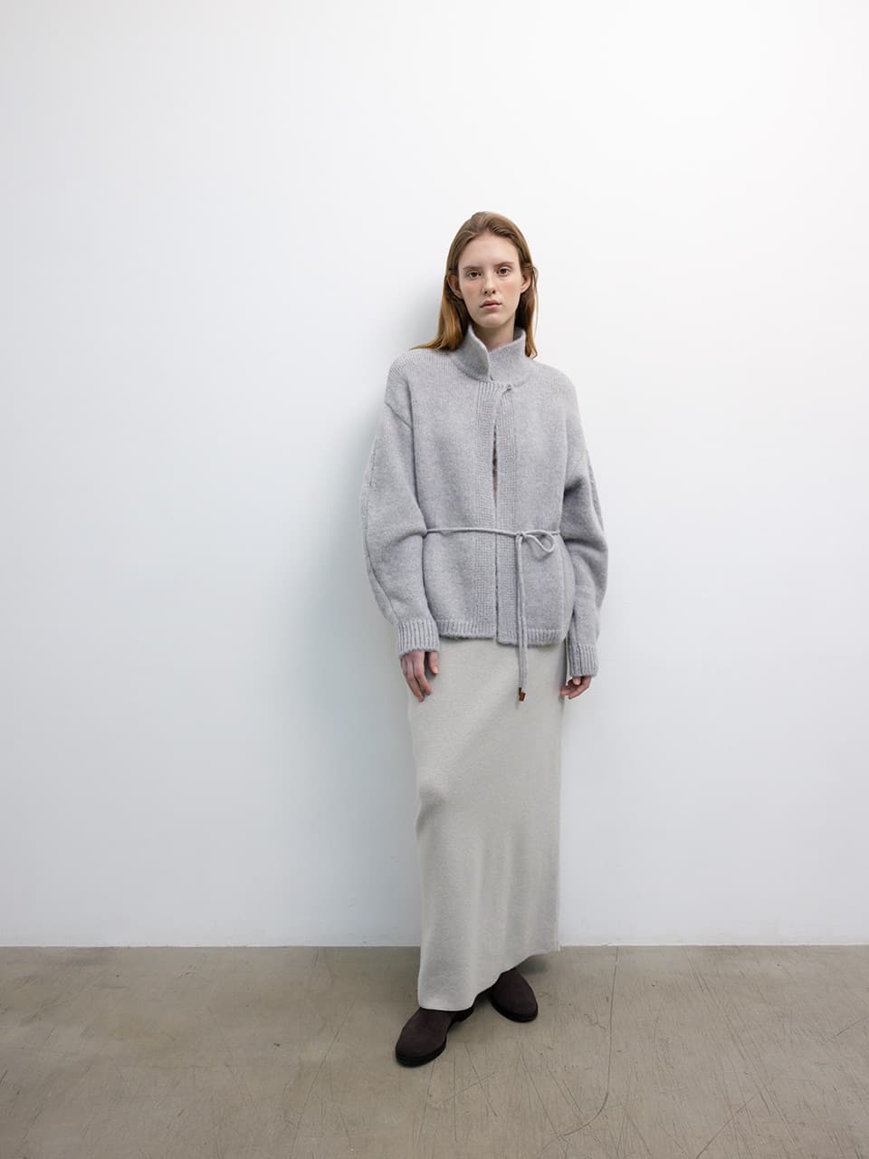 DOLMAN SLEEVE KNIT STRING JACKET [GRAY]