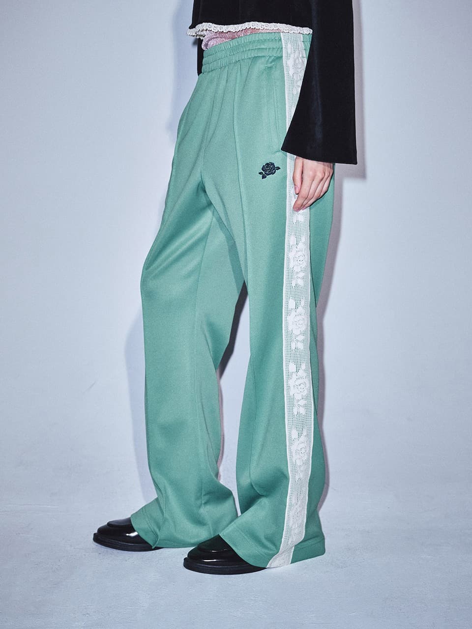 TRACK PANTS LACE_GREEN NAVY